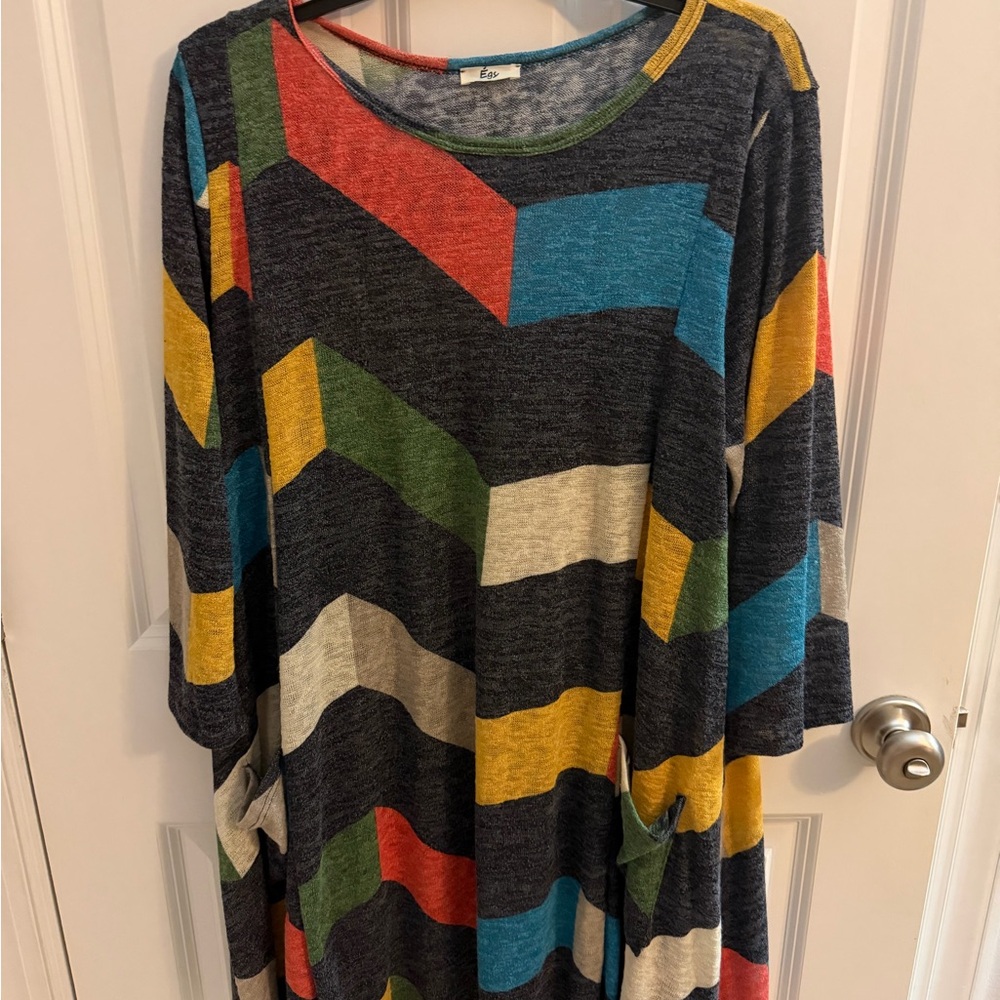 Vibrant Chevron Long Sleeve Dress